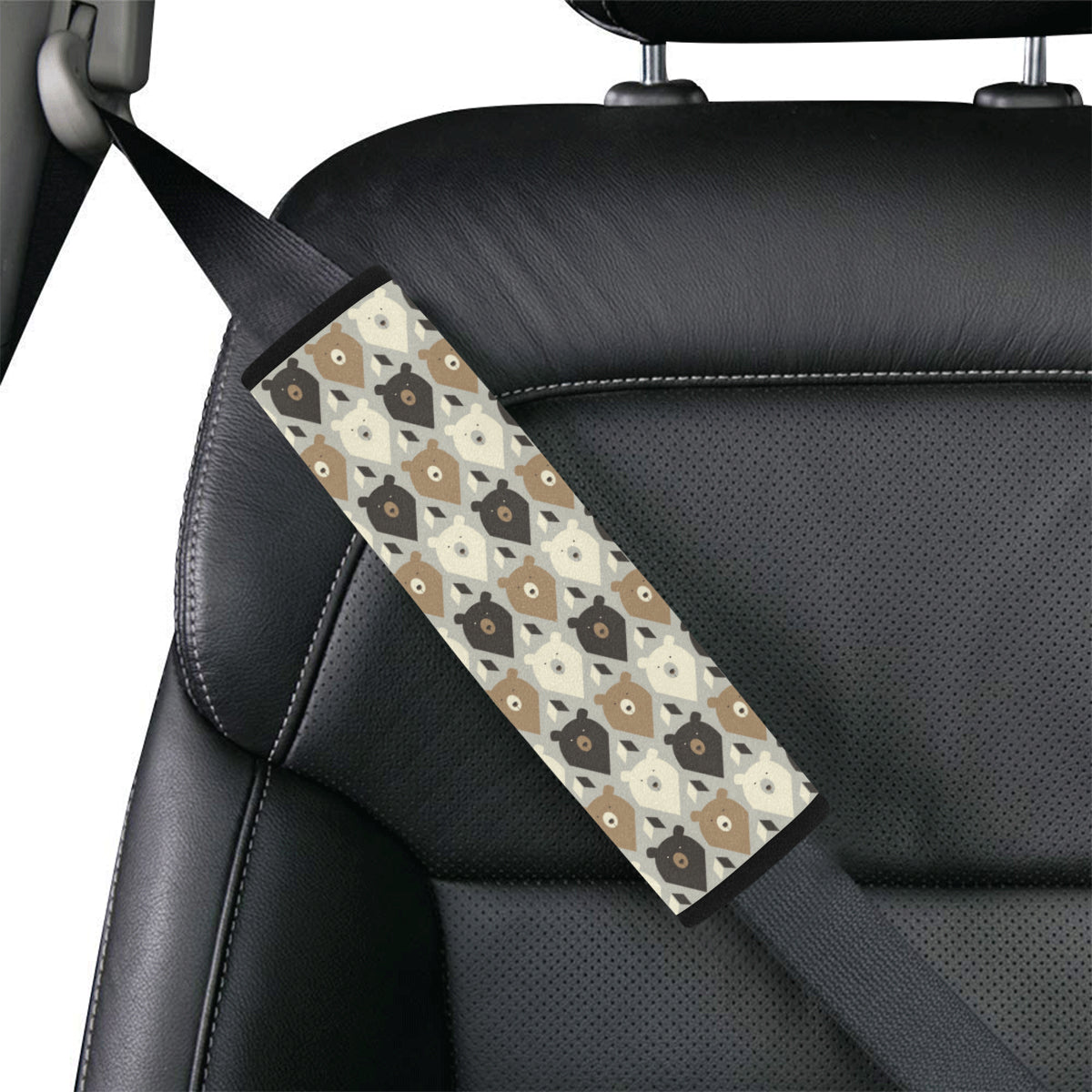 Bear Pattern Print Design 04 Car Seat Belt Cover