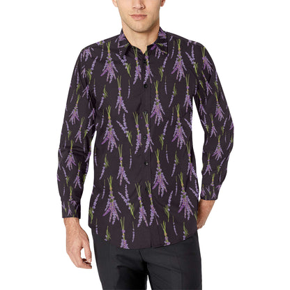 Lavender Pattern Print Design LV05 Men's Long Sleeve Shirt