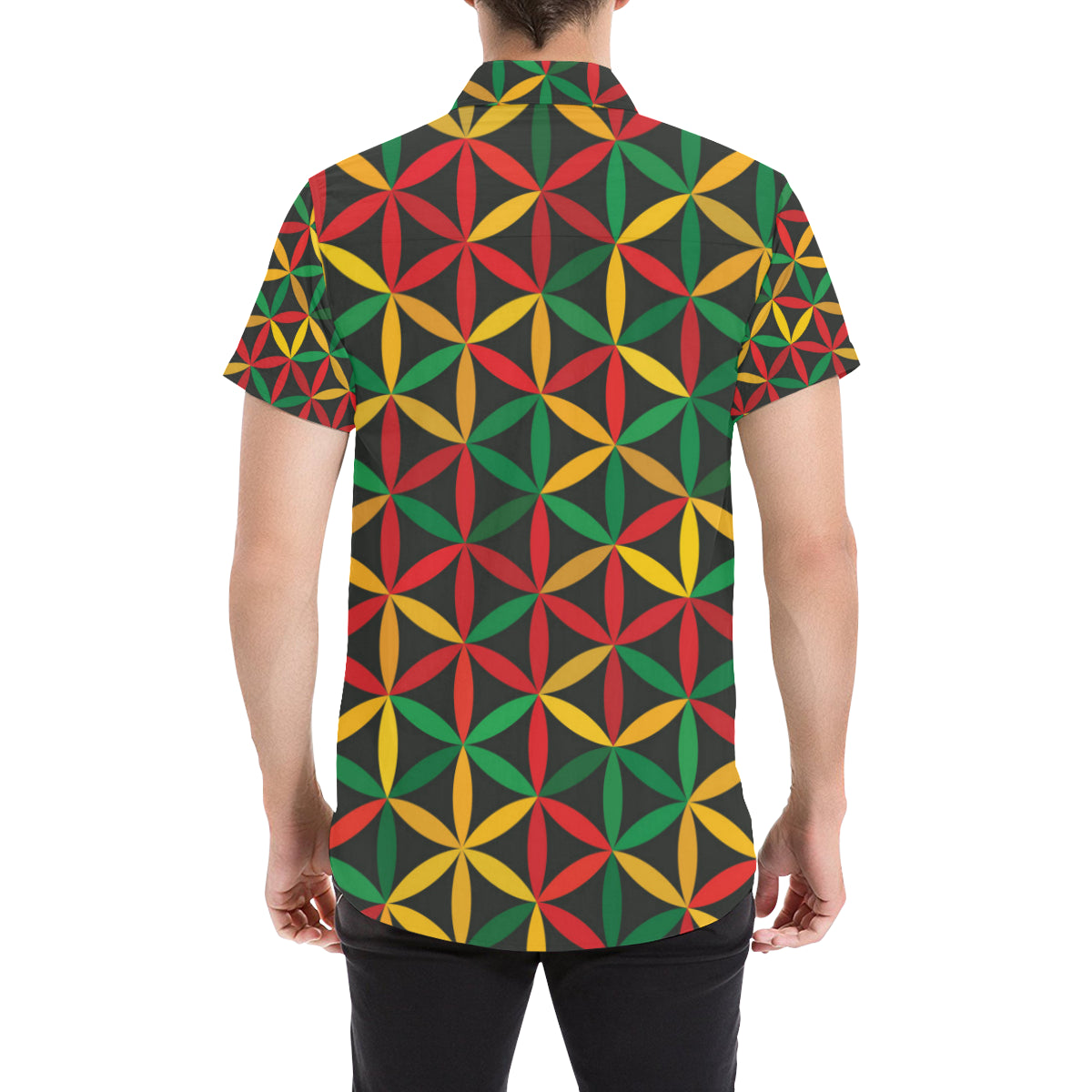 Rasta Pattern Print Design A04 Men's Short Sleeve Button Up Shirt