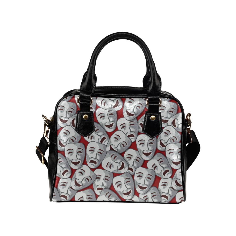 Acting Mask Pattern Print Design 01 Shoulder Handbag