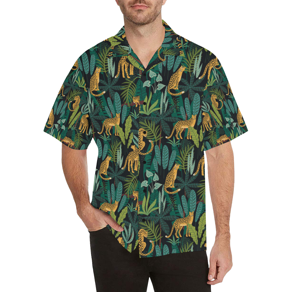Jaguar Jungle Pattern Print Design 03 Men's Hawaiian Shirt