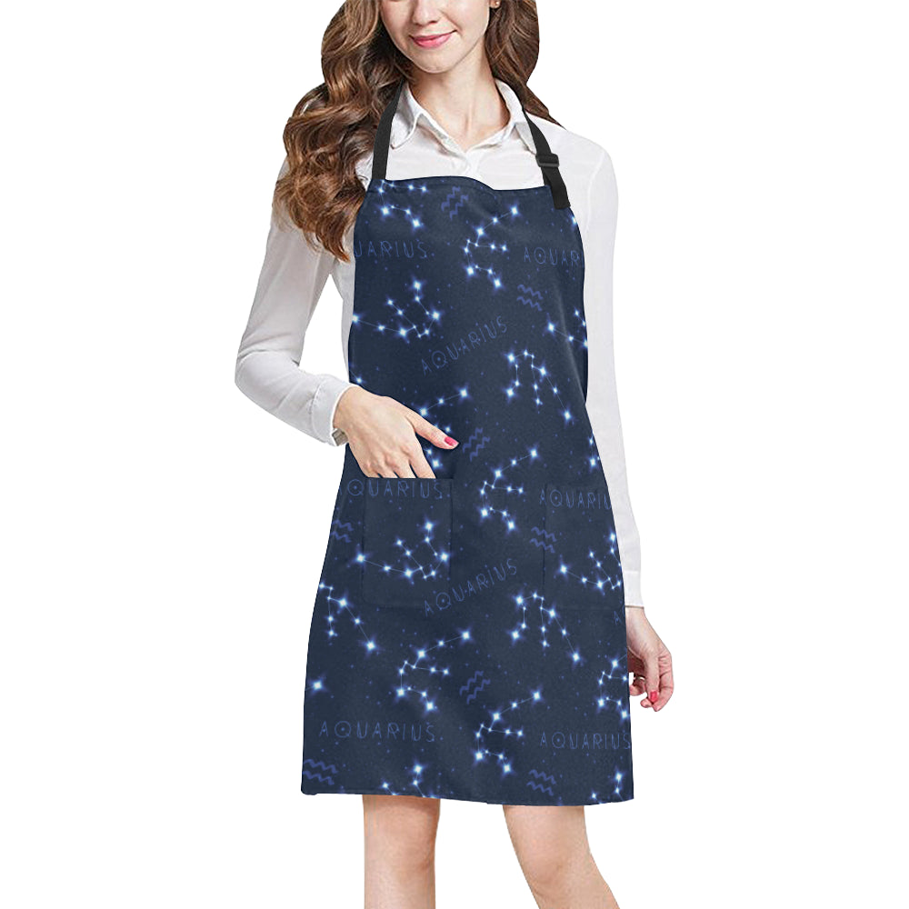 Aquarius Zodiac Pattern Print Design 02 Apron with Pocket