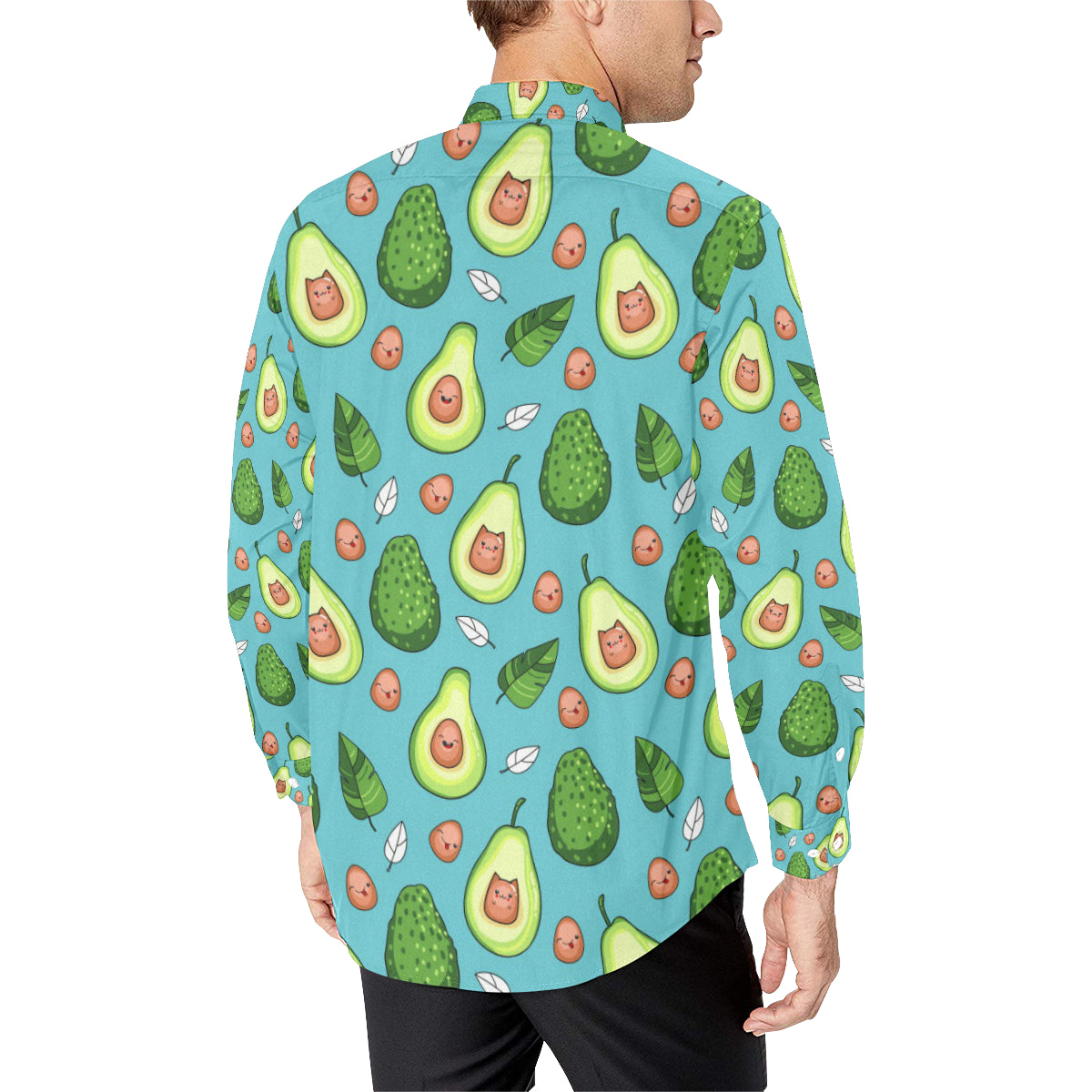 Avocado Pattern Print Design AC05 Men's Long Sleeve Shirt