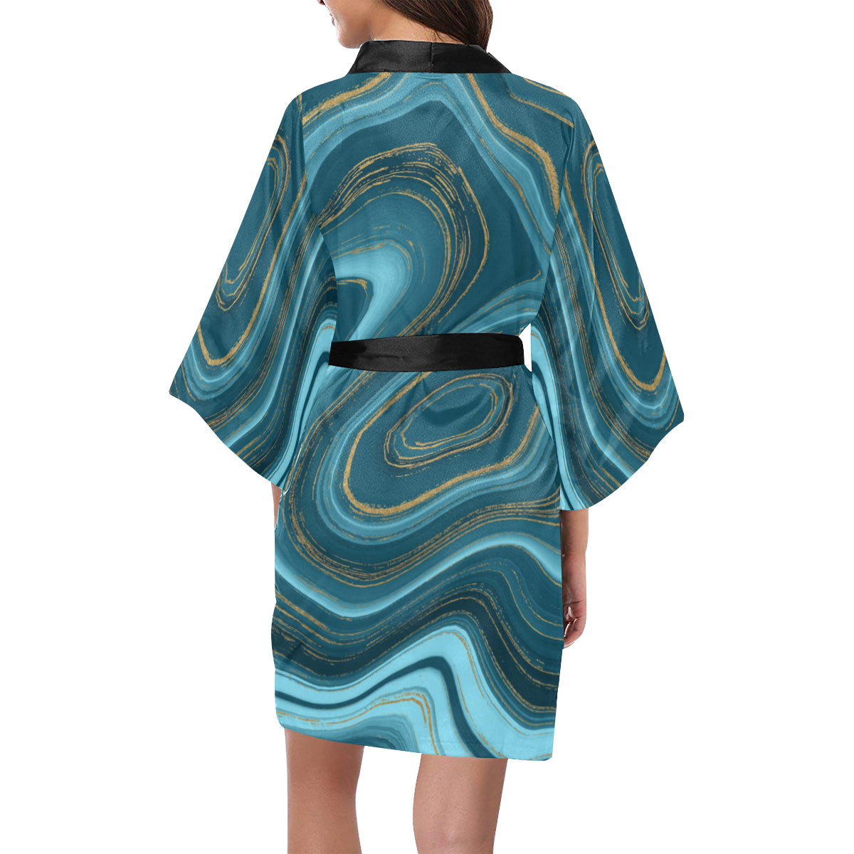 Liquid Pattern Print Design 04 Women's Short Kimono