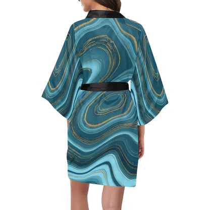 Liquid Pattern Print Design 04 Women's Short Kimono