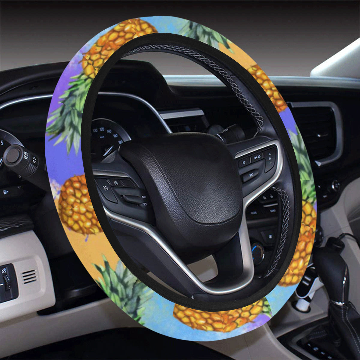 Pineapple Pattern Print Design PP09 Steering Wheel Cover with Elastic Edge