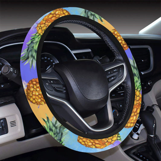 Pineapple Pattern Print Design PP09 Steering Wheel Cover with Elastic Edge