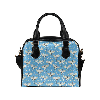 Crane Pattern Print Design 03 Shoulder Handbag