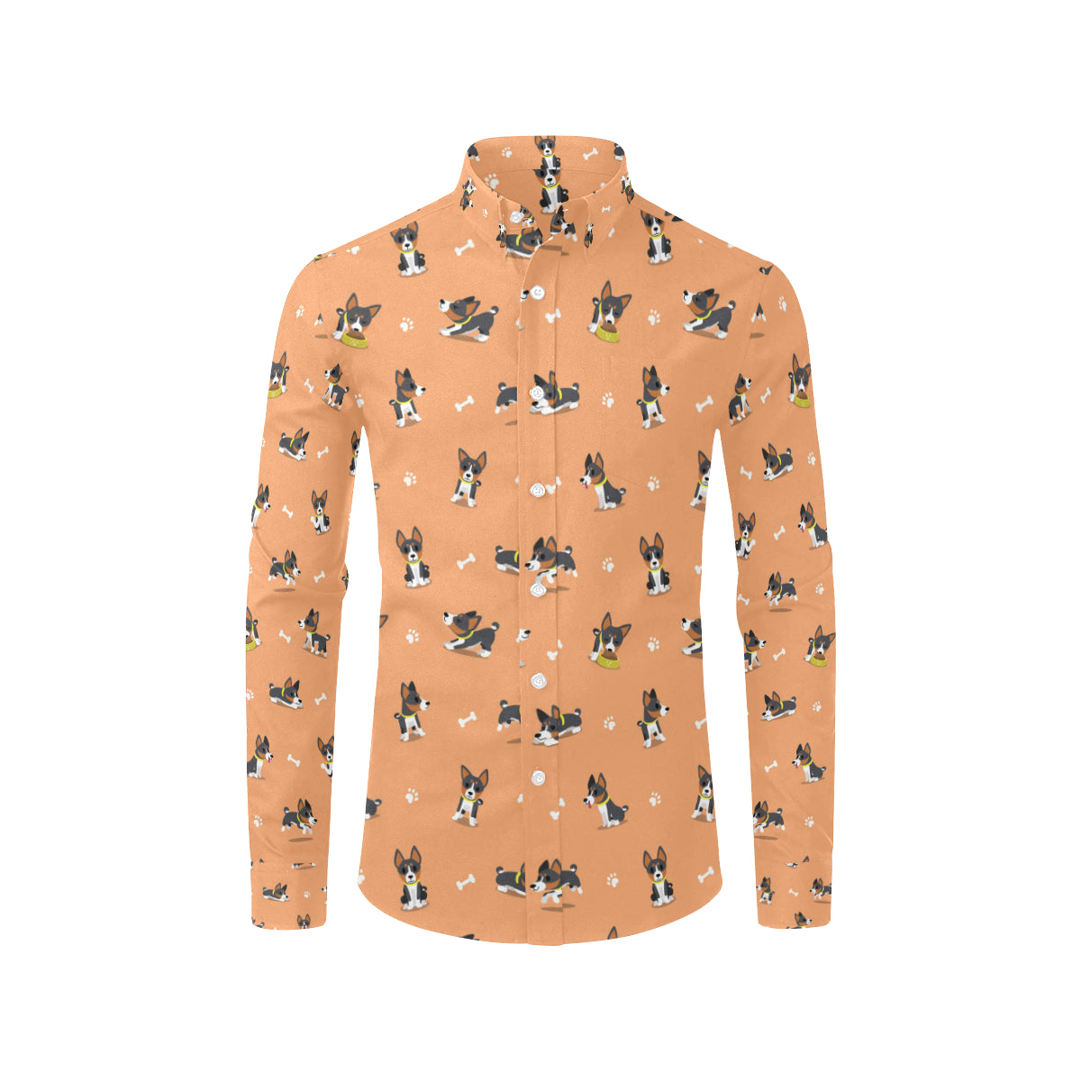 Basenji Pattern Print Design 01 Men's Long Sleeve Shirt
