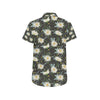 Daisy Pattern Print Design DS08 Men's Short Sleeve Button Up Shirt