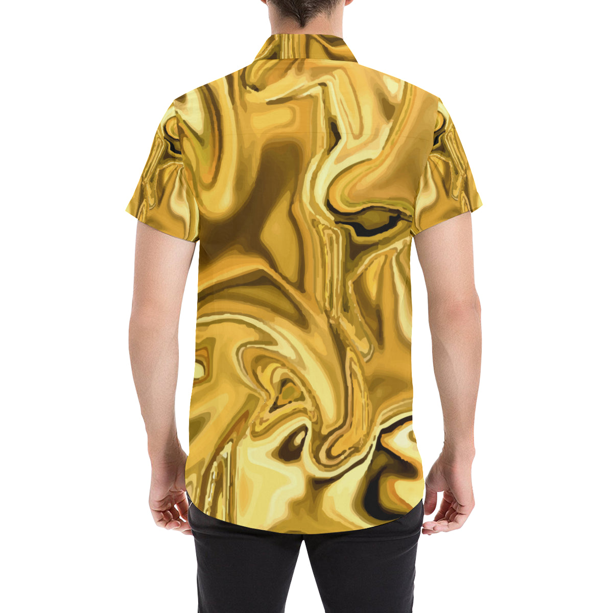 Liquid Pattern Print Design 03 Men's Short Sleeve Button Up Shirt