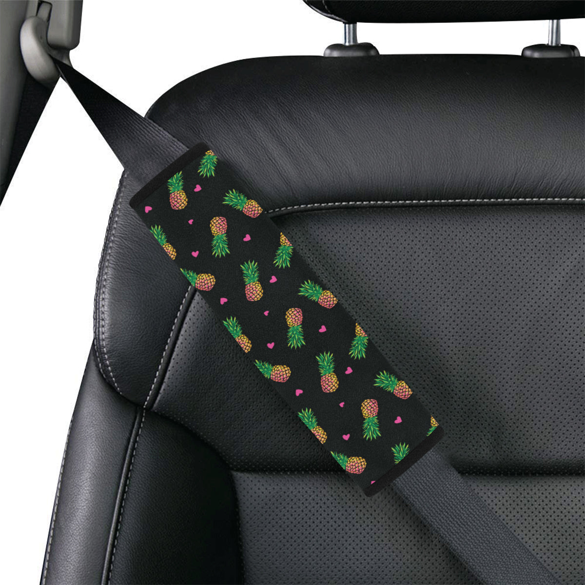 Neon Pineapple Pattern Print Design A04 Car Seat Belt Cover