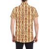 Tiki Orange Vertical Pattern Men's Short Sleeve Button Up Shirt