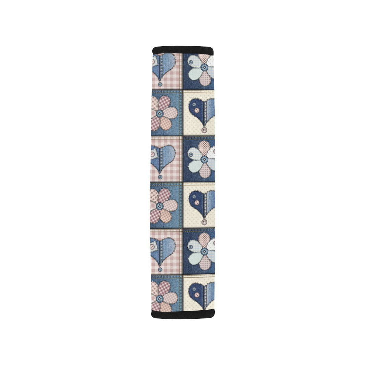 Patchwork Heart Flower Pattern Print Design 01 Car Seat Belt Cover