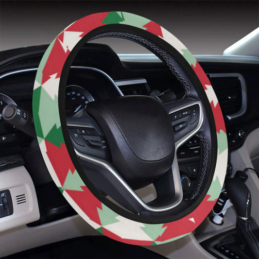 Christmas Tree Pattern Print Design 01 Steering Wheel Cover with Elastic Edge