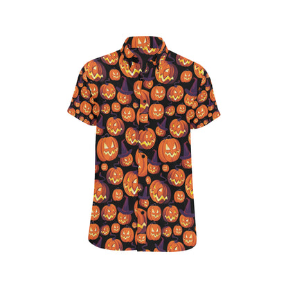 Halloween Pattern Print Design 04 Men's Short Sleeve Button Up Shirt