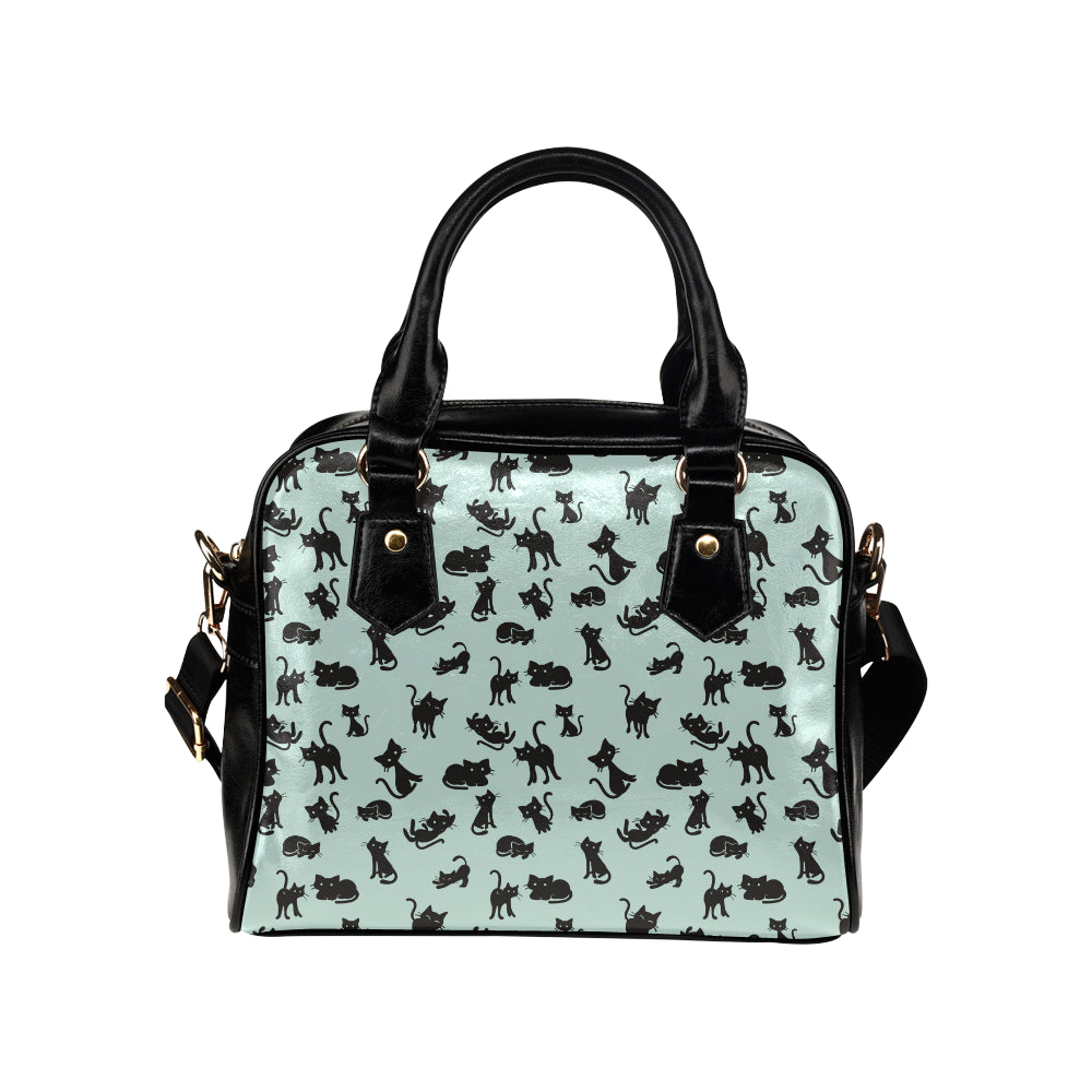 Black Cat Pattern Print Design 04 Shoulder Handbag