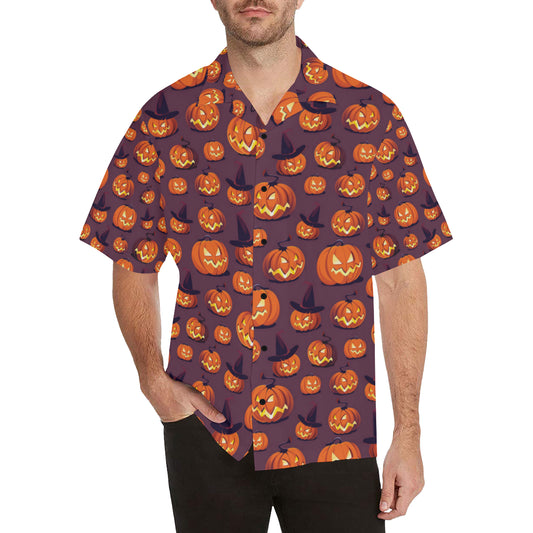 Halloween Pumpkin Pattern Print Design 03 Men's Hawaiian Shirt