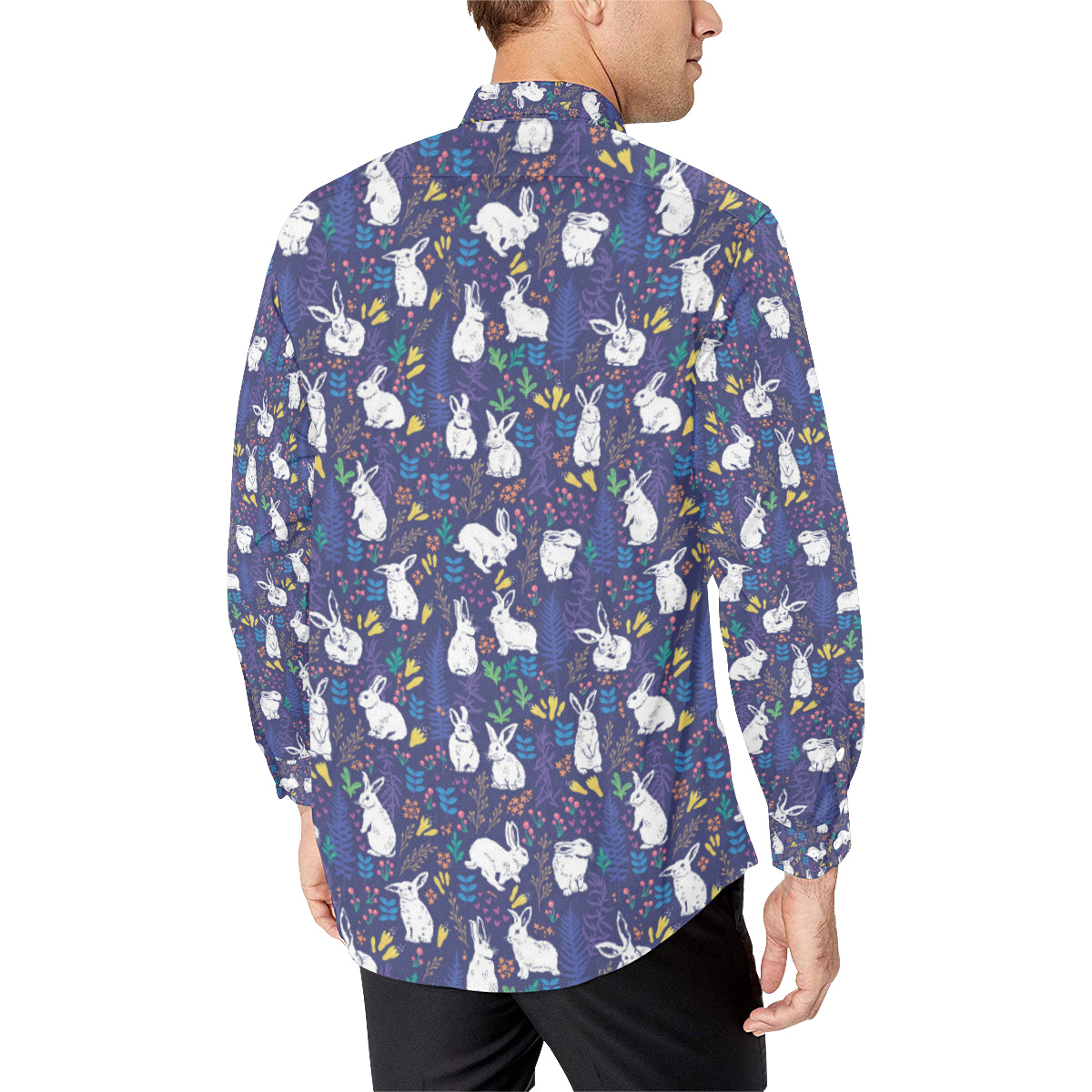 Bunny Pattern Print Design 01 Men's Long Sleeve Shirt
