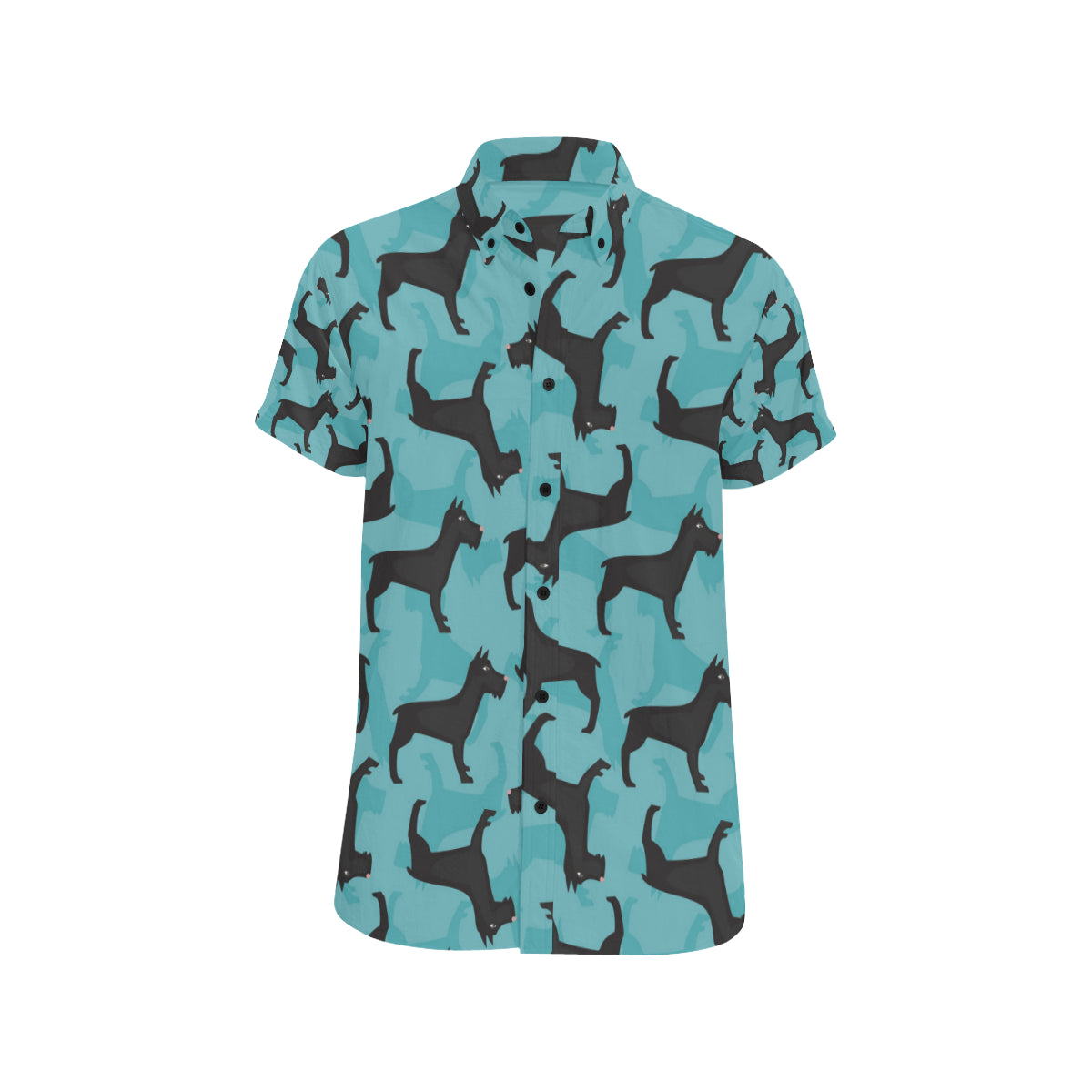 Schnauzers Pattern Print Design A01 Men's Short Sleeve Button Up Shirt