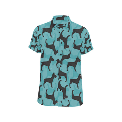 Schnauzers Pattern Print Design A01 Men's Short Sleeve Button Up Shirt