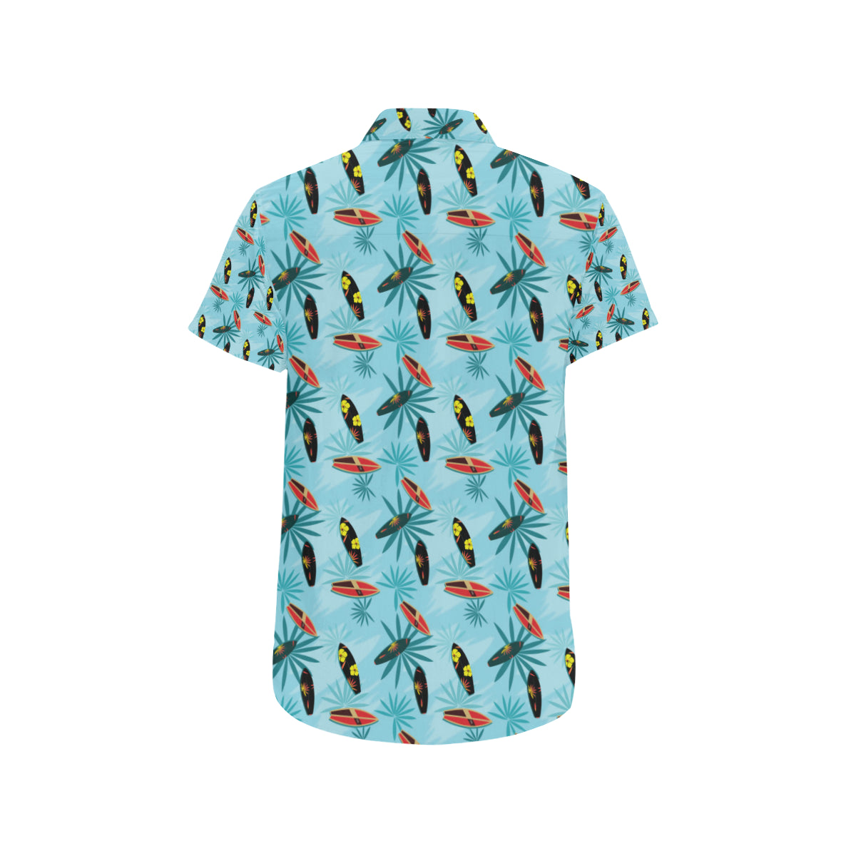Surfboard Themed Pattern Men's Short Sleeve Button Up Shirt