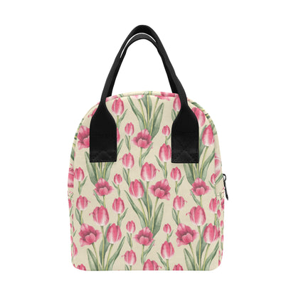Tulip Pink Pattern Print Design TP06 Insulated Lunch Bag