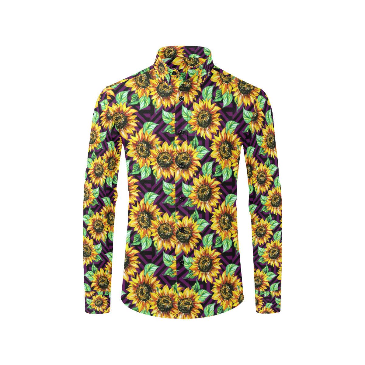 Sunflower Pattern Print Design SF012 Men's Long Sleeve Shirt