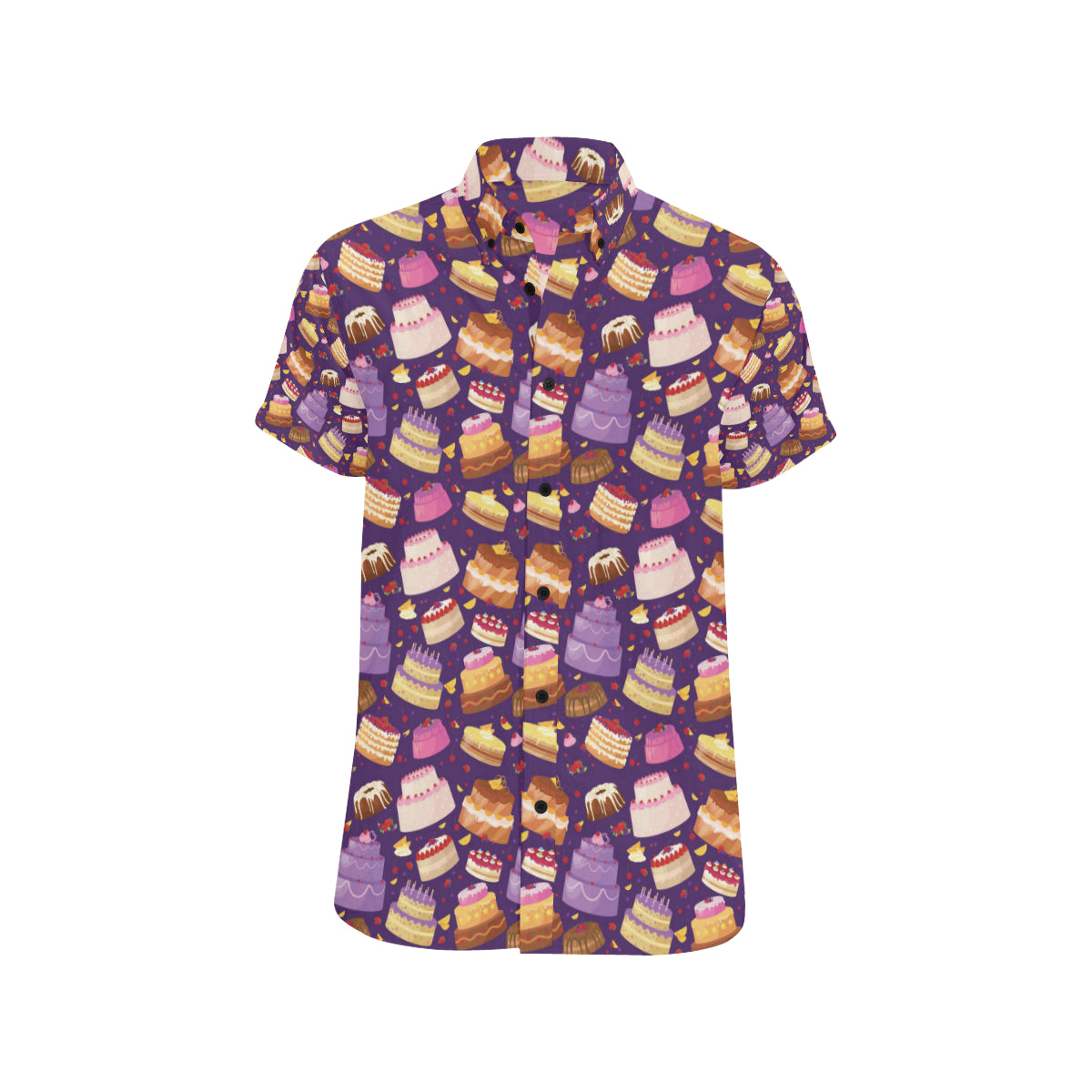 Cake Pattern Print Design 05 Men's Short Sleeve Button Up Shirt