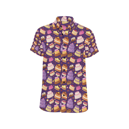 Cake Pattern Print Design 05 Men's Short Sleeve Button Up Shirt