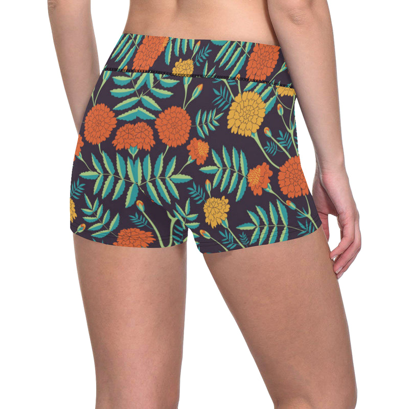 Marigold Pattern Print Design MR01 Yoga Shorts