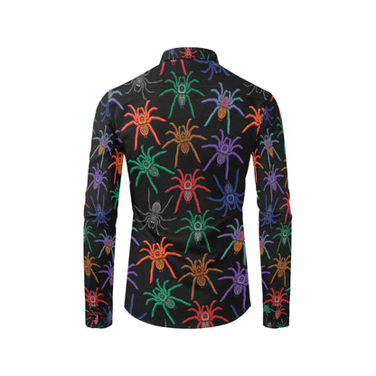 Tarantula Neon Color Pattern Print Design 03 Men's Long Sleeve Shirt