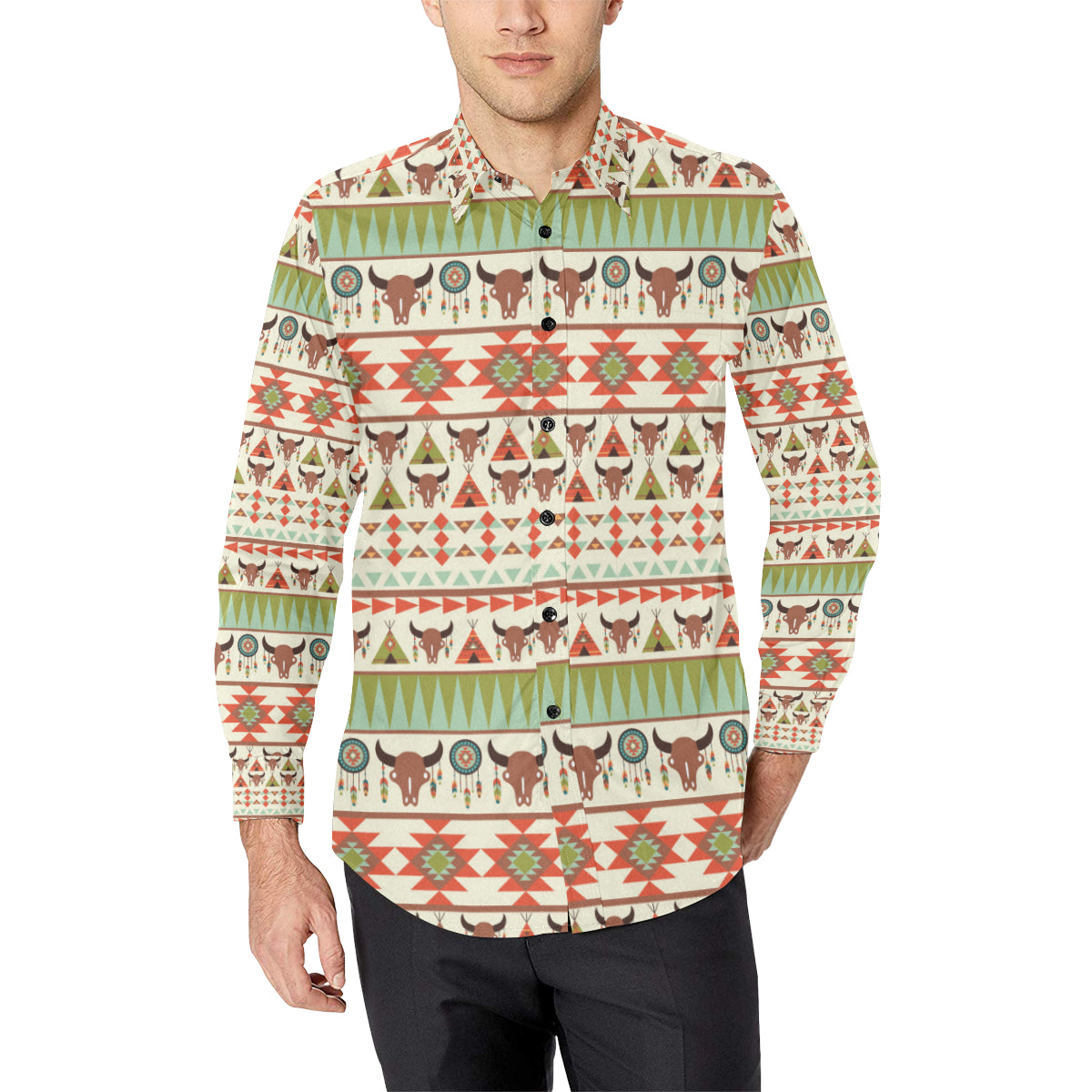 American indian Ethnic Pattern Men's Long Sleeve Shirt