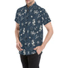 Nautical Sea Themed Print Men's Short Sleeve Button Up Shirt