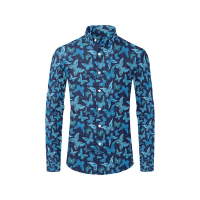 Butterfly Pattern Print Design 03 Men's Long Sleeve Shirt