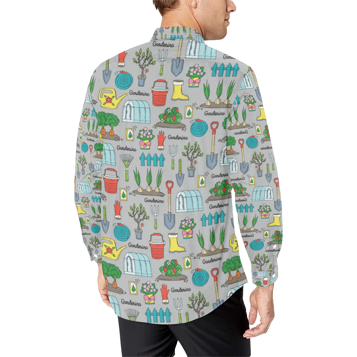 Gardening Pattern Print Design G07 Men's Long Sleeve Shirt