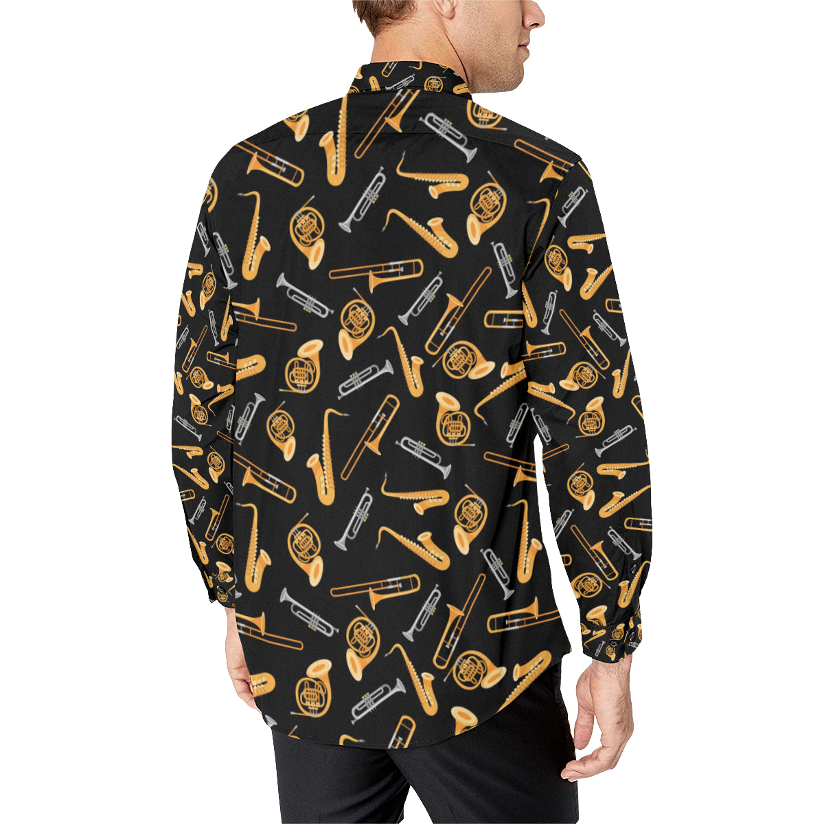 Jazz Pattern Print Design 01 Men's Long Sleeve Shirt