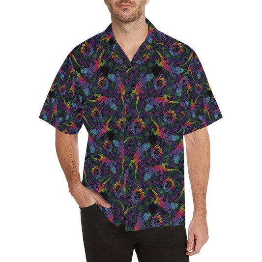 Gecko Rainbow Pattern Print Design 03 Men's Hawaiian Shirt