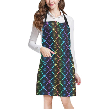Paw Rainbow Pattern Print Design A01 Apron with Pocket