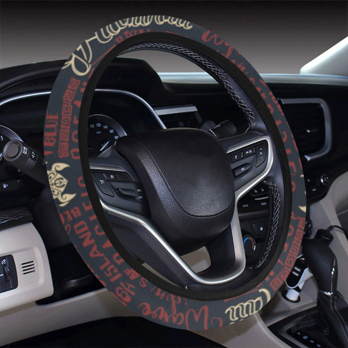 Hawaiian Themed Pattern Print Design H017 Steering Wheel Cover with Elastic Edge