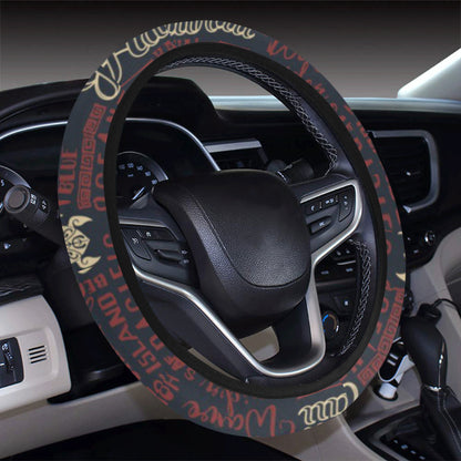 Hawaiian Themed Pattern Print Design H017 Steering Wheel Cover with Elastic Edge