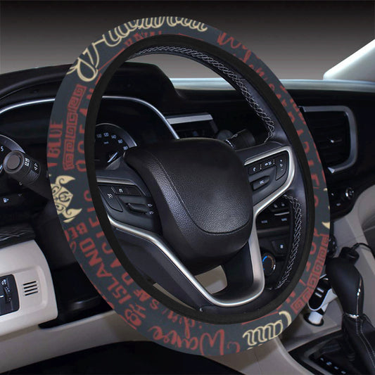 Hawaiian Themed Pattern Print Design H017 Steering Wheel Cover with Elastic Edge