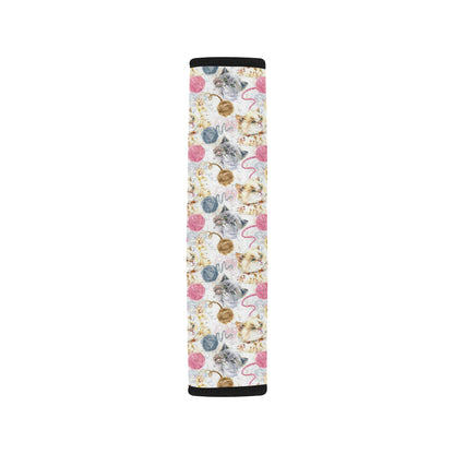 Cat Playing Yarn Pattern Print Design 07 Car Seat Belt Cover