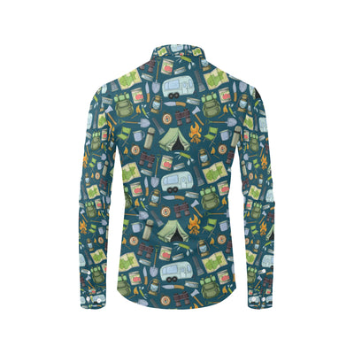 Camping Pattern Print Design 02 Men's Long Sleeve Shirt