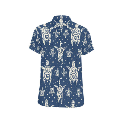 Sea Turtle Tribal Men's Short Sleeve Button Up Shirt
