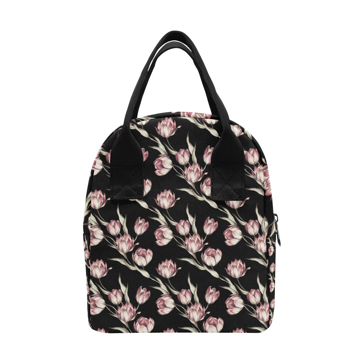 Tulip Pink Pattern Print Design TP02 Insulated Lunch Bag