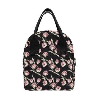 Tulip Pink Pattern Print Design TP02 Insulated Lunch Bag
