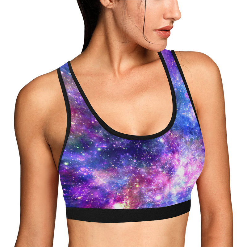 Galaxy Night Stardust Space Print Sports Bra