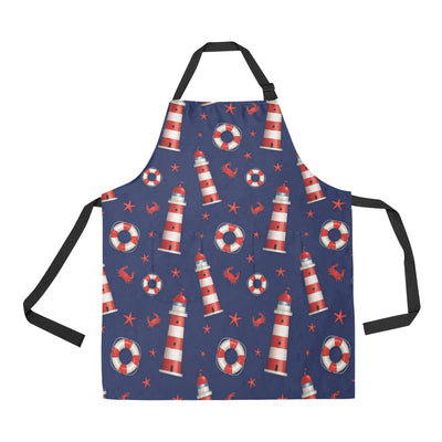 Nautical Pattern Print Design A03 Apron with Pocket