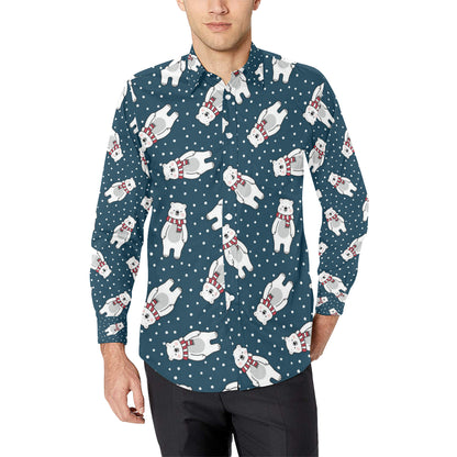 Polar Bear Pattern Print Design PB05 Men's Long Sleeve Shirt